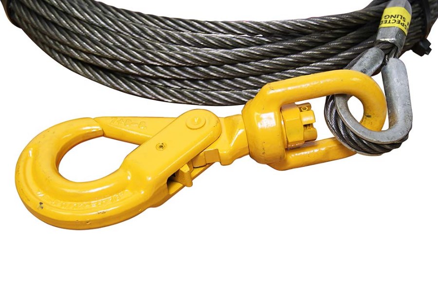 7/16" X 100' Steel Core All-Grip Steel Core Winch Cable with Self-Locking Swivel Hook