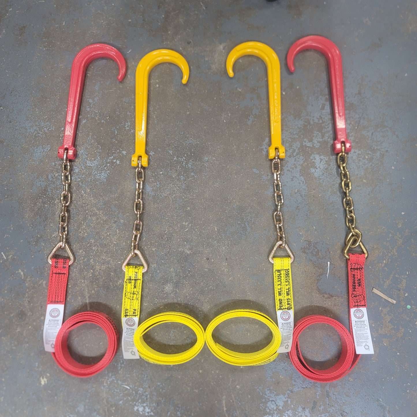 15" Yellow or Red Safety Hook W/ 12" Chain & 10 FT of Premium Web