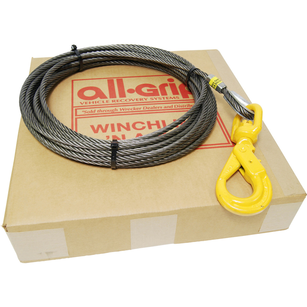 7/16" X 50' All-Grip Steel Core Winch Cable with Self-Locking Swivel Hook