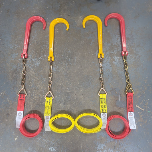 15" Yellow or Red Safety Hook W/ 12" Chain & 10 FT of Premium Web