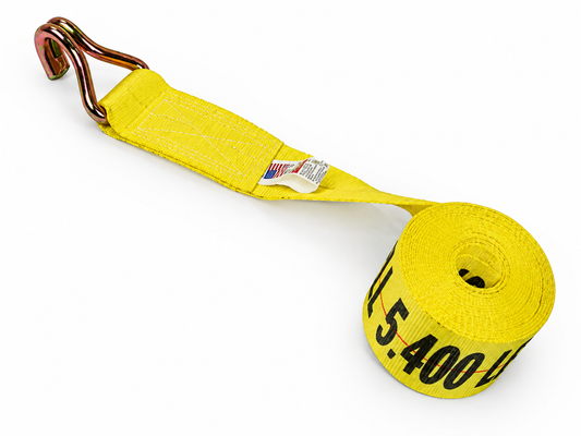 4" Standard Webbing Winch Strap with Wire Hook 5,400 lb - 30'