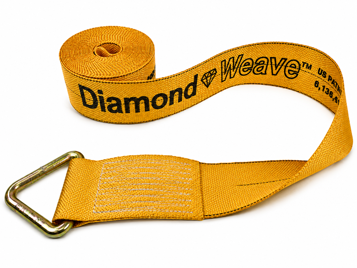 4" Diamond Weave Webbing Winch Strap w Forged D-Ring