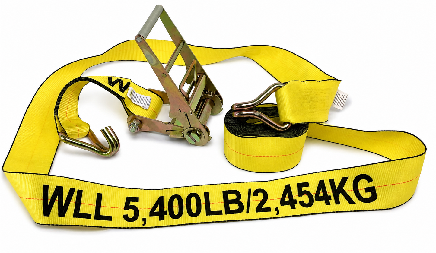 4" x 30' Wire Hook Ratchet Strap - 5,400 LBS WLL
