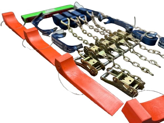 Complete Rollback Tie Down Kit with Wheel Lift Ratchet Straps, Towmate, Snatch Block, Winch Cable and Tire Skates