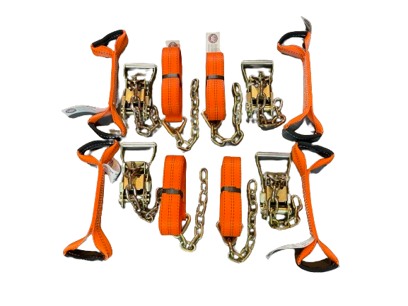 8-Pack Orange TECNIC Webbing Dog Bones For Rollback Wrecker & Flatbed Straps