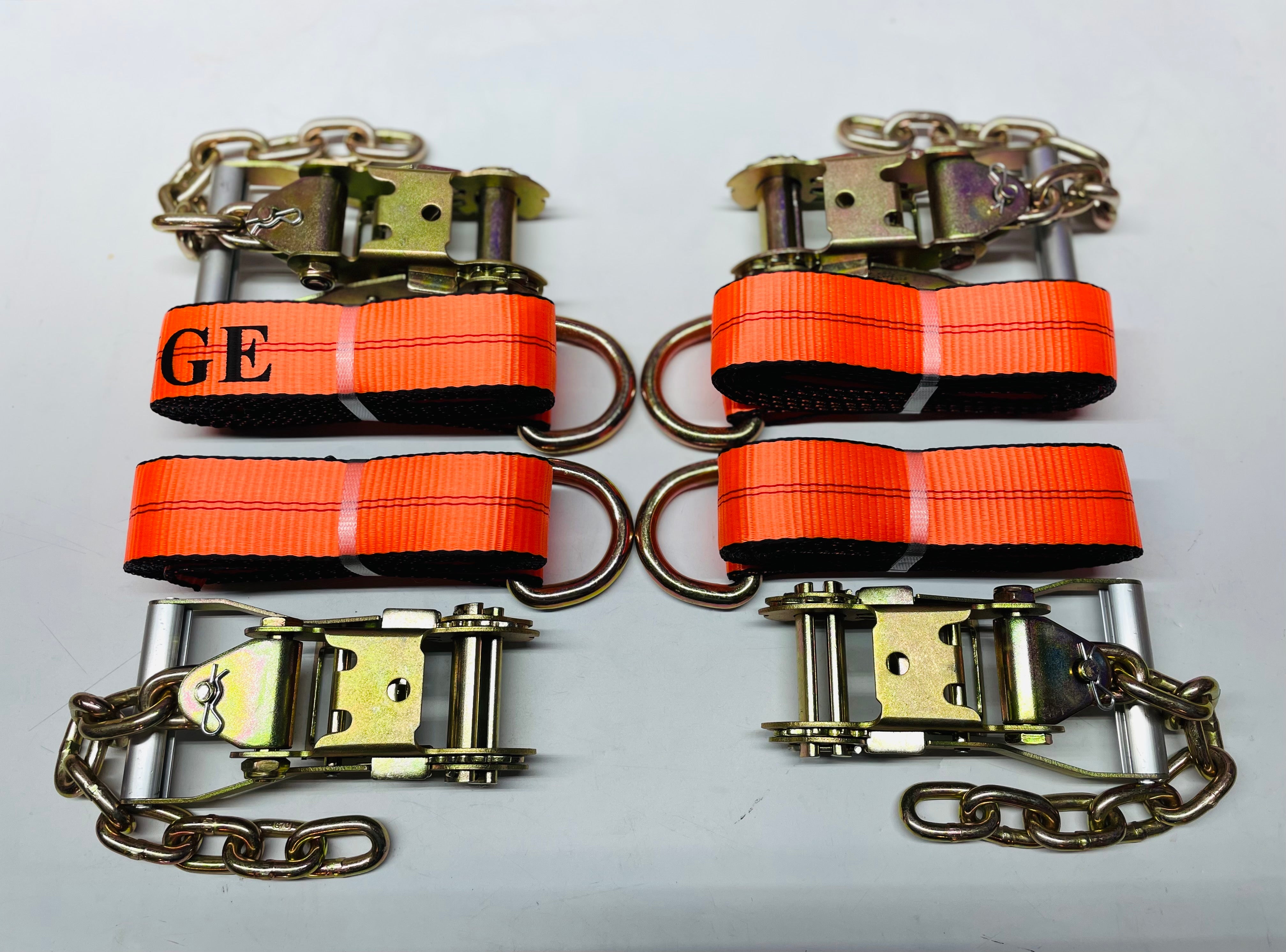 4 Point Rollback Tie Down Kit with D Ring Straps / Chain Tail Ratchet ...