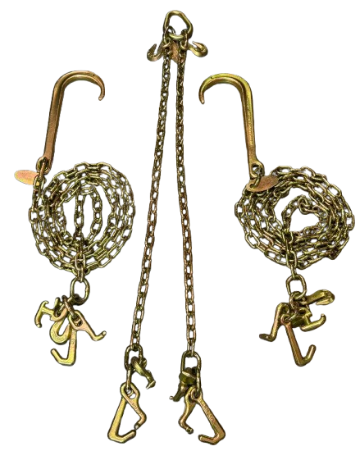 3 Pack Chain Kit with RTJ V Bridle and J Hook Tie Down Chains