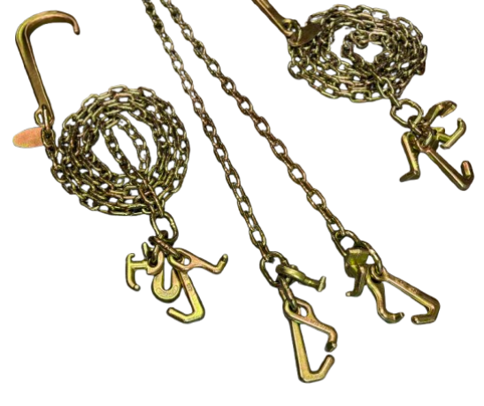 3 Pack Chain Kit with RTJ V Bridle and J Hook Tie Down Chains