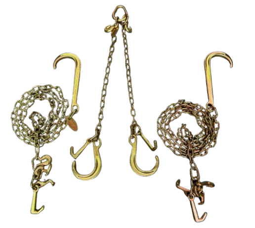 3 Pack 24" V Chain Bridle with 8" Sport J Hooks and Mini J Frame Hooks with a PAIR of 5/16" X 10' J Hook Chains