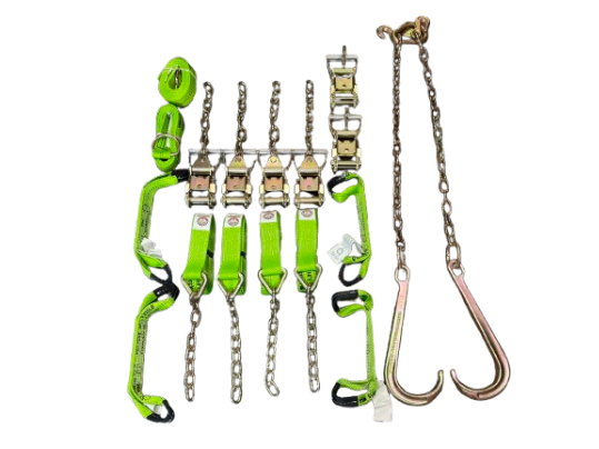 Standard Rollback Tie Down Kit with V Chain Bridle 15" J Hooks