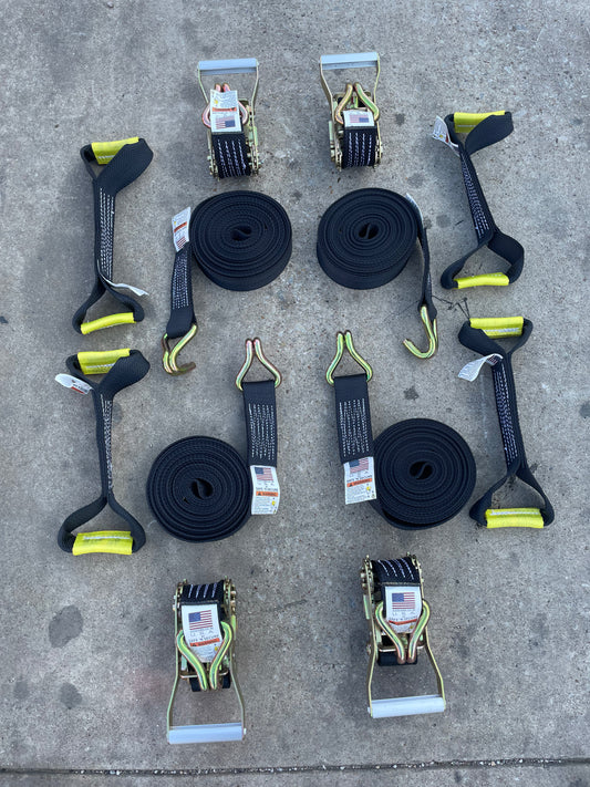 8 Point Tie Down with Double J Wire Hooks - Premium Weave