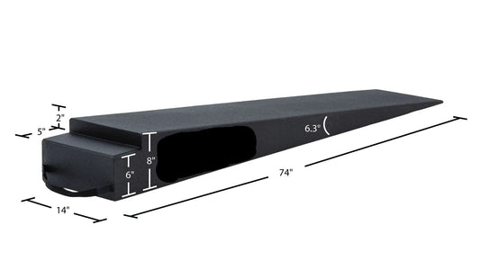 JRDG LOW PRO 74"L X 14"W 8" H EXTRA LONG TRAILER RAMP - 6.3 DEGREE APPROACH ANGLE