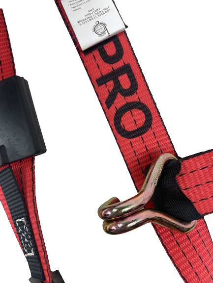 Red TECNIC PRO Ratchet Wheel Strap with Wire hooks