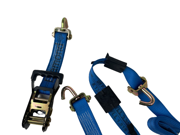 2” X 11’ Heavy Duty Ratchet handle Assembly with Swivel J Hooks and Rubber cleats / Diamond Weave