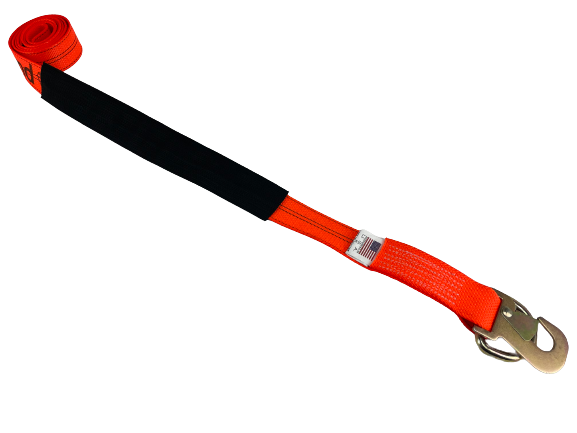 8' Premium Web Wheel Lift Strap w/ Flat Snap Hook, D-Ring & Cordura Sleeve