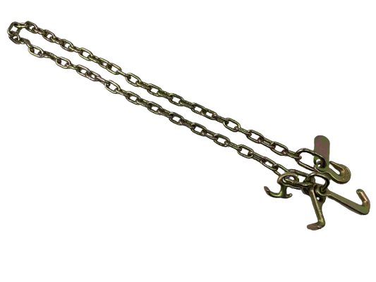 5/16" x 12' G70 Auto Transport FLATBED Chain with RTJ Cluster Hooks and Grab hook