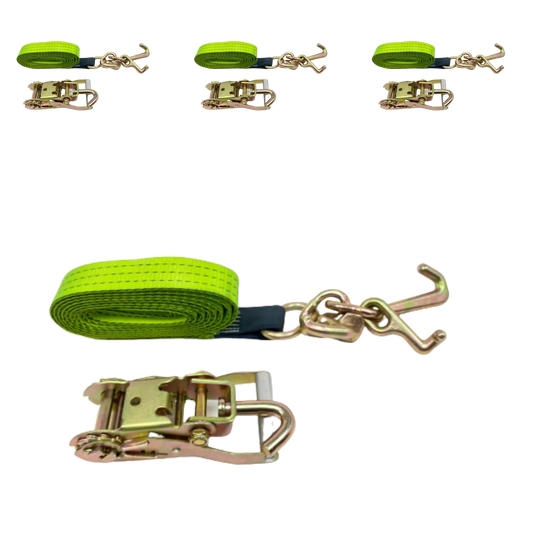 4PK 2" x 12' Strap with RTJ Cluster Hooks with Swivel J Ratchets