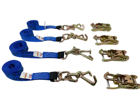 4PK 2" x 10' RTJ Diamond Weave Straps with Swivel-J Ratchets