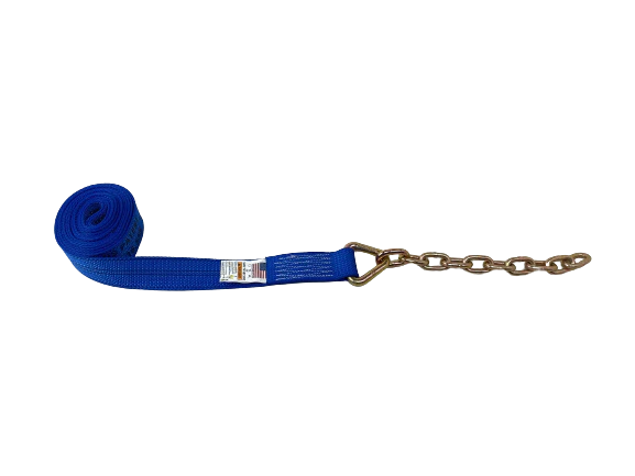 2" x 16' PREMIUM WEB Strap with 12" Chain Tail