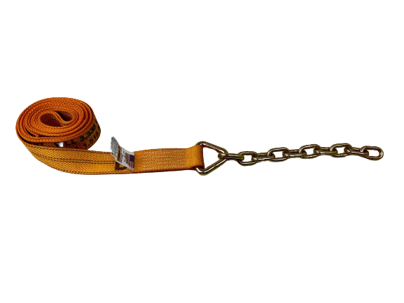 2" x 16' PREMIUM WEB Strap with 12" Chain Tail