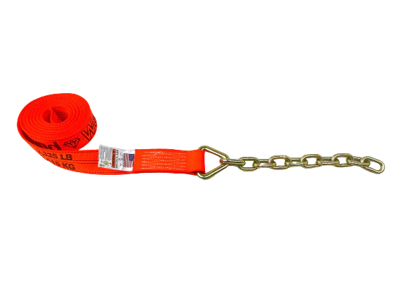 2" x 16' PREMIUM WEB Strap with 12" Chain Tail