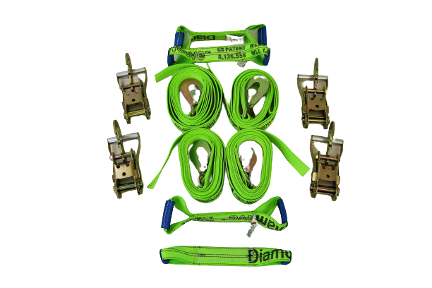 8 Point Kit Premium WEAVE Rollback / Flatbed Car Tie-Downs with Twisted Snap Hooks