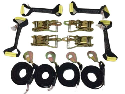8 Point Kit Premium WEAVE Rollback / Flatbed Car Tie-Downs with Twisted Snap Hooks