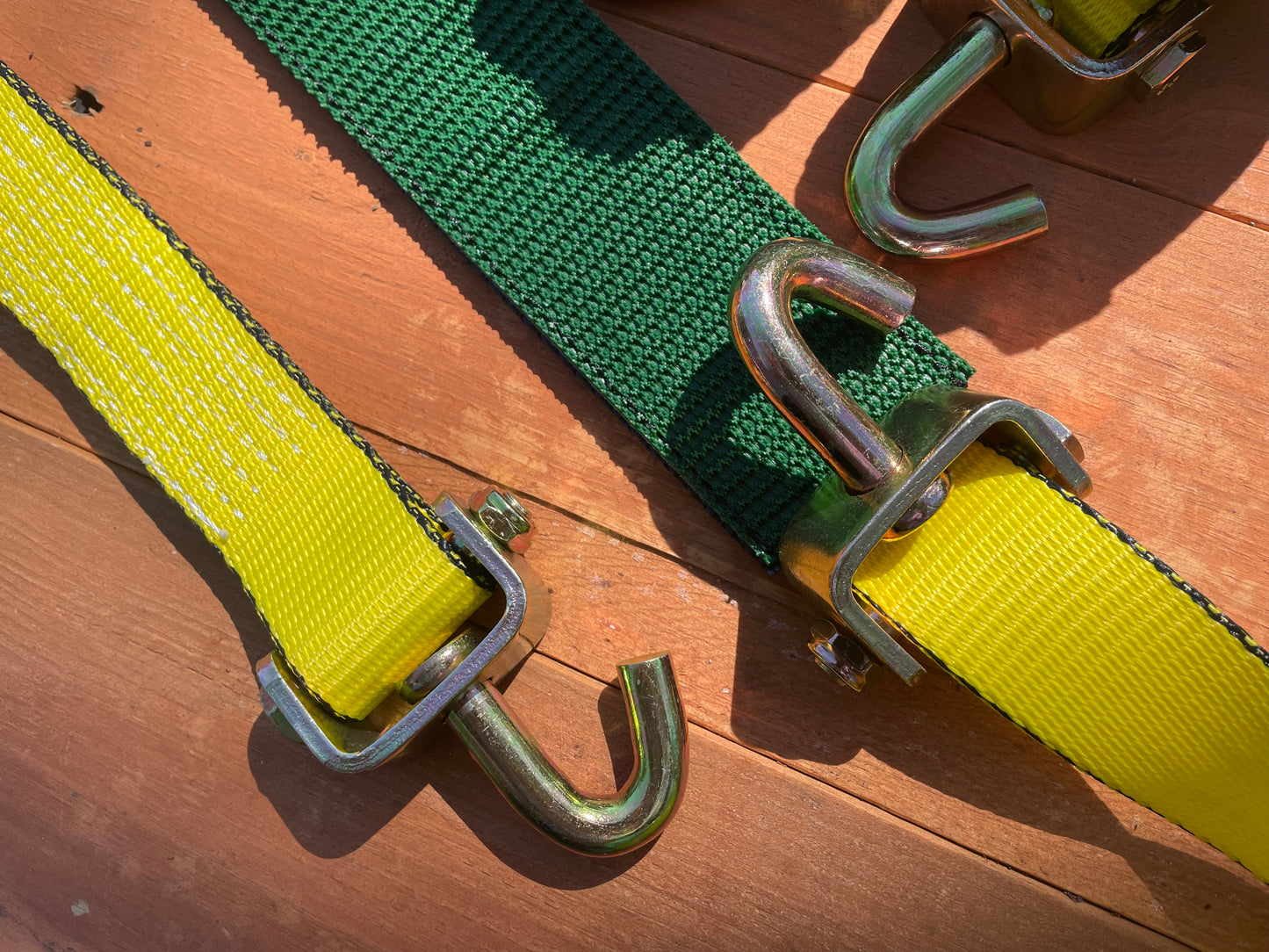 12 Pack Yellow 14ft Straps with Low Profile Sleeve and Swivel J hooks