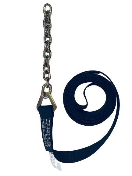 2" x 16' PREMIUM WEB Strap with 12" Chain Tail