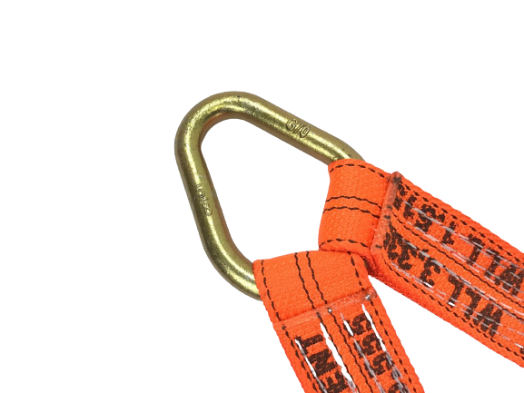 57" Diamond Weave Webbing Towing V-Bridle Strap with Twisted Snap Hooks & Delta Rings