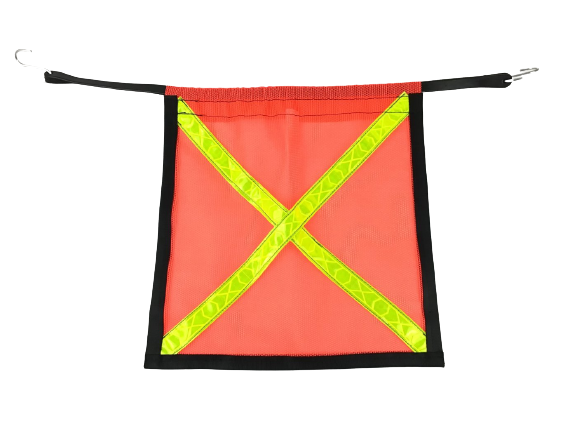 Single Safety Flag with Bungee Cord featuring a Reflective X and Reinf ...